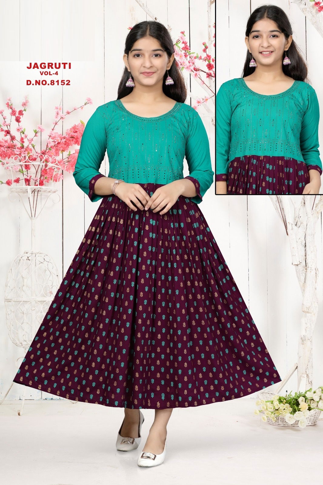 Jagruti Vol 4 Long Anarkali Kids Wear Catalog